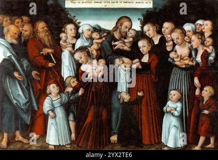 Lucas Cranach il giovane, Cristo benedice i bambini, Dresda Foto Stock