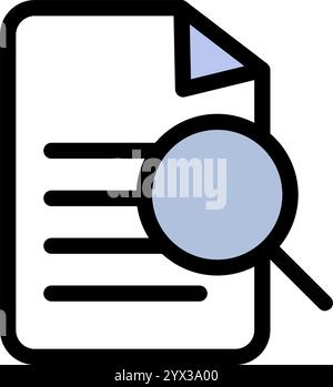 Analisi del documento con simbolo dell'icona di testo scritto - ricerca e analisi di documenti o Big Data Illustrazione Vettoriale