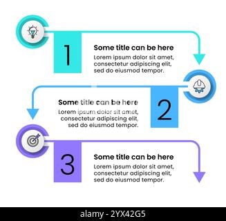 Modello infografico con icone e 3 opzioni o passaggi. Può essere utilizzato per il layout del flusso di lavoro, il diagramma, il banner, il webdesign. Illustrazione vettoriale Illustrazione Vettoriale