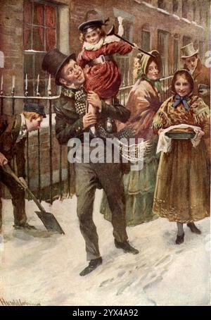 "Tiny Tim e suo padre", c1900. "Tiny Tim", c1900. Tiny Tim e Bob Cratchit sono personaggi del romanzo di Charles Dickens "A Christmas Carol". Da "Stories of Children from Dickens", raccontata da sua nipote Mary Angela Dickens e altri, con un'introduzione di Percy Fitzgerald, illustrata da Harold Copping, [Raphael Tuck &amp; Sons Ltd, Londra, c1900] Foto Stock