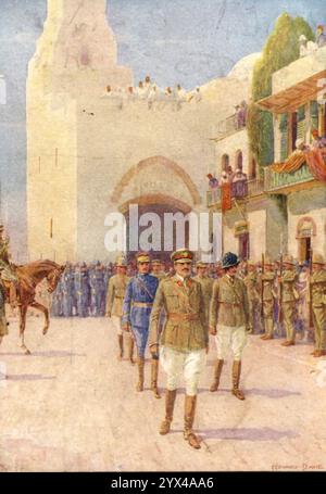 "Lord Allenby entra a Gerusalemme", c1929. "Allenby, il liberatore di Palestine...captured Gerusalemme alla fine del 1917. Ha poi proceduto a liberare tutta la Palestina dai turchi - un compito che ha occupato diversi mesi. La sua ultima grande offensiva iniziò nel settembre 1918, e alla fine di quel mese l'esercito turco fu distrutto e la conquista della Terra Santa completata". L'esercito britannico in Medio Oriente: Edmund Allenby proclamò ufficialmente la legge marziale dopo la caduta di Gerusalemme il 9 dicembre 1917. Da "Heroic Deeds of Great Men", di C. Sheridan Jones e Alfred Miles Foto Stock