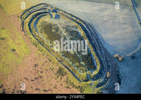 Caer Caradoc, an Iron Age multivallate Hillfort Earthwork, Chapel Lawn, Shropshire, 2024. Foto Stock