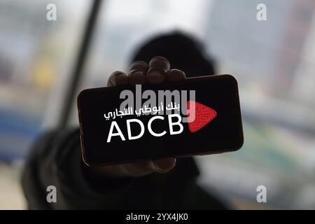 ADCB, una banca commerciale con sede ad Abu Dhabi, Emirati Arabi Uniti. Foto Stock