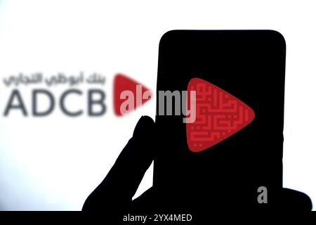 ADCB, una banca commerciale con sede ad Abu Dhabi, Emirati Arabi Uniti. Foto Stock