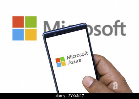 Logo Microsoft Azure sullo smartphone Foto Stock