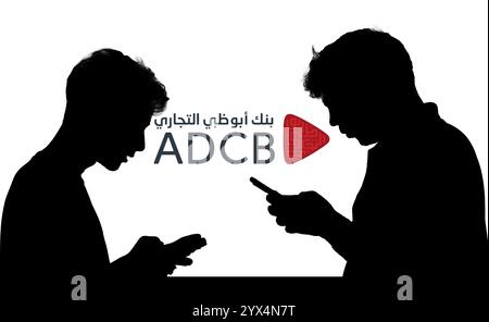 ADCB, una banca commerciale con sede ad Abu Dhabi, Emirati Arabi Uniti. Foto Stock