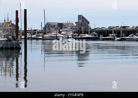 Fisherman's Wharf da MacMillan Wharf a Provincetown, Massachusetts, Cape Cod, Stati Uniti. Foto Stock