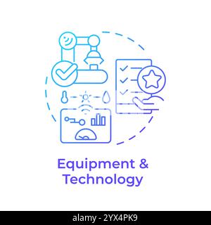 Icona del concetto di gradiente blu per apparecchiature e tecnologia Illustrazione Vettoriale