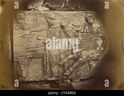 Atene - frammento scultoreo, fregio Partenone, 1865. Foto Stock