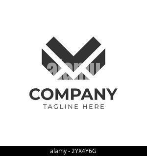 Grafica vettoriale iniziale del logo M V mv vm creativo Illustrazione Vettoriale