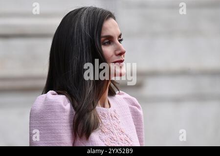 Roma, Italia. 11 dicembre 2024. La regina Letizia arriva a Villa Doria Pamphilj a Roma, in Italia, l'11 dicembre 2024, per un incontro con il primo ministro italiano Giorgia Meloni e il re Filippo vi di Spagna. (Credit Image: © Domenico Cippitelli/SOPA Images via ZUMA Press Wire) SOLO PER USO EDITORIALE! Non per USO commerciale! Foto Stock