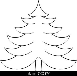 Silhouette minimalista di pino. Illustrazione grafica del vettore della linea giornata internazionale delle foreste. Illustrazione Vettoriale