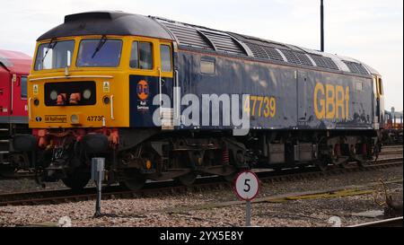. Un treno GBrf Freigh a Eastleigh, Hampshire. Foto Stock