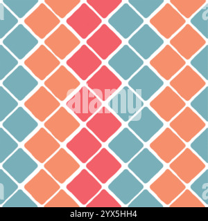 Motivo astratto senza cuciture con motivi a mosaico colorati su sfondo bianco Illustrazione Vettoriale