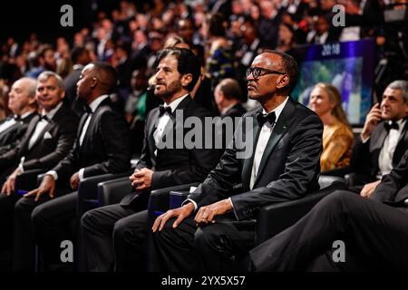 Kigali, Ruanda. 13 dicembre 2024. Kagamé Paul, presidente del Ruanda, ritratto con BEN SULAYEM Mohammed, presidente della FIA, ritratto durante la cerimonia di premiazione FIA 2024, il 13 dicembre 2024 alla BK Arena, a Kigali, Ruanda - foto Julien Delfosse/DPPI credito: DPPI Media/Alamy Live News Foto Stock