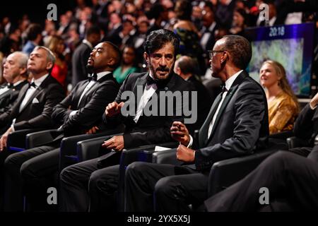 Kigali, Ruanda. 13 dicembre 2024. Kagamé Paul, presidente del Ruanda, ritratto con BEN SULAYEM Mohammed, presidente della FIA, ritratto durante la cerimonia di premiazione FIA 2024, il 13 dicembre 2024 alla BK Arena, a Kigali, Ruanda - foto Julien Delfosse/DPPI credito: DPPI Media/Alamy Live News Foto Stock