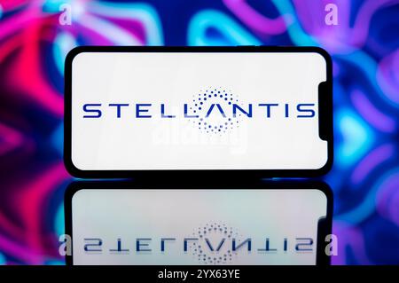 India. 14 dicembre 2024. In questa immagine, il logo Stellantis viene visualizzato sullo schermo di un telefono cellulare. (Foto di Idrees Abbas/SOPA Images/Sipa USA) *** esclusivamente per notizie editoriali **** credito: SIPA USA/Alamy Live News Foto Stock