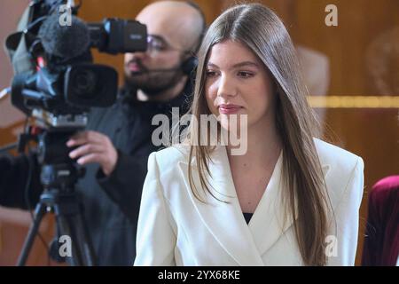 La Principessa Sofia partecipa alla cerimonia di premiazione del Concorso fotografico presso la Galleria delle collezioni reali il 13 dicembre 2024 a Madrid, Spagna Foto Stock