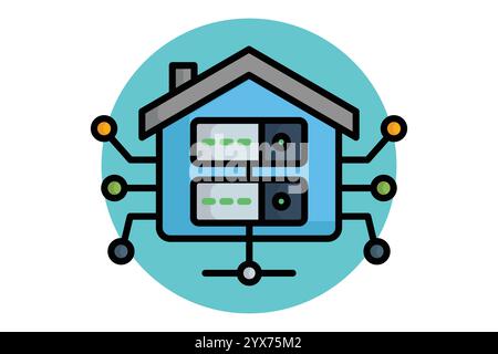 Icona data warehouse. stile icona contorno colorato. Icona correlata. illustrazione vettoriale degli elementi di rete Illustrazione Vettoriale