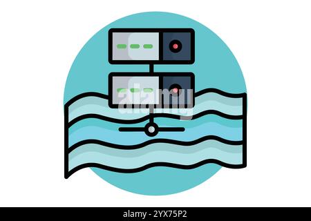 Icona Data Lake. stile icona contorno colorato. Icona correlata. Illustrazione vettoriale degli elementi dell'architettura IT Illustrazione Vettoriale