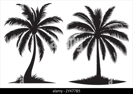 Splendide silhouette in noce di cocco Illustrazione Vettoriale