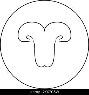 Gatto a naso di gatto gatto di gatto icona di concetto veterinario in cerchio di colore nero immagine vettoriale contorno linea sottile stile semplice Illustrazione Vettoriale