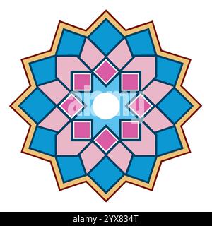 Motivo islamico - disegni geometrici, ornamentali e senza cuciture di alta qualità per l'arte, l'architettura e l'arredamento degli interni Illustrazione Vettoriale