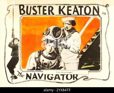 La leggenda della commedia Buster Keaton in The Navigator (Metro Goldwyn 1924) lobby Card - Silent film Foto Stock
