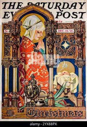 1928 The Saturday Evening Post Christmas cover "Madonna & Child" di J. C. Leyendecker Foto Stock