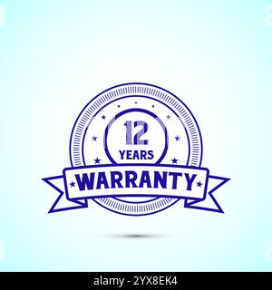 Etichetta, logo, icona, logo, garanzia di 12 anni, colore blu Illustrazione Vettoriale