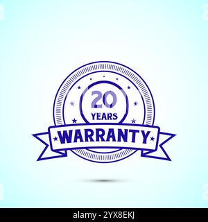 Etichetta, logo, icona, logo, garanzia di 20 anni, colore blu Illustrazione Vettoriale