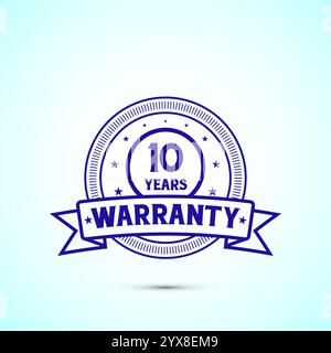 Etichetta, logo, icona, logo, garanzia di 10 anni, colore blu Illustrazione Vettoriale