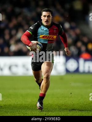 Rodrigo Isgro di Harlequins durante la partita della Investec Champions Cup al Twickenham Stoop, Londra. Data foto: Sabato 14 dicembre 2024. Foto Stock