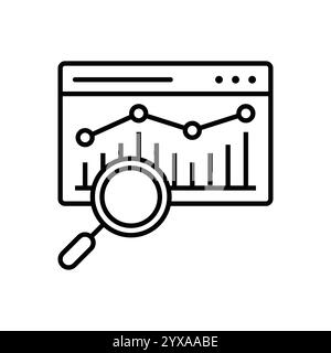 Illustrazione vettoriale delle icone delle linee di analisi dei dati Illustrazione Vettoriale