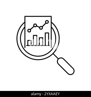 icona di audit e analisi dei dati, ad esempio verifica a linee sottili. trend lineare disegno di traccia grafica logotipo lineart elemento web isolato su bianco. concetto di k Illustrazione Vettoriale