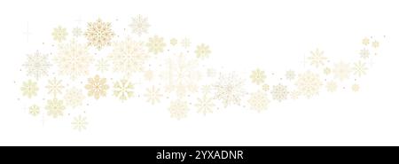 Confine natalizio con fiocchi di neve dorati Illustrazione Vettoriale