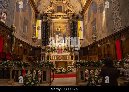 FRANCIA. CORSO DEL SUD (2A) AJACCIO, CATTEDRALE DI NOTRE-DAME DE L'ASSOMPTION (SANTA MARIA ASSUNTA). PREPARATIVI PER LA VISITA DEL PAPA DEL 15 DICEMBRE 202 Foto Stock