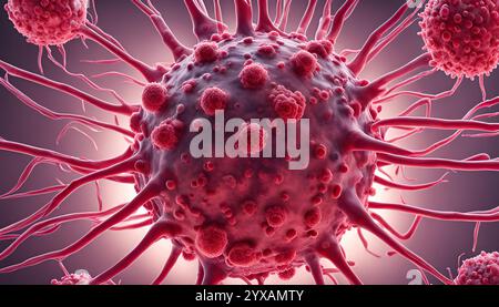 Struttura biologica microscopica vista di virus come cellule o batteri con rami allungati che assomigliano a neuroni o connessioni molecolari Foto Stock