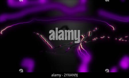 Mappa di elevazione linee di curva viola rendering 3d orizzontale nero Foto Stock