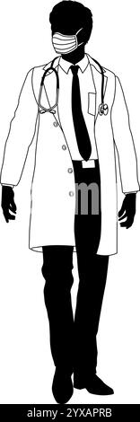 Dottore uomo medico Silhouette medico persona sanitaria Illustrazione Vettoriale