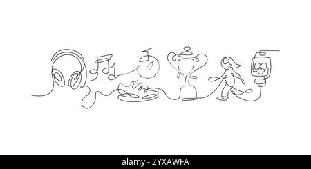 Copia del disegno di una singola linea Sport One Illustrazione Vettoriale