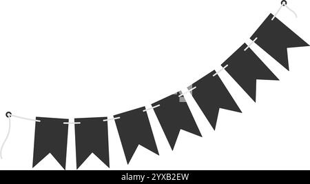 Festa del Black Day Pennant garland in scala di grigi. 14 aprile messaggio di benvenuto o concetto di elemento di design biglietti. Illustrazione vettoriale isolata schede tematiche, pubblicazione, promozione blog o Web, banner, etichette, prezzo Illustrazione Vettoriale