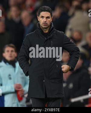 Londra, Regno Unito. 14 dicembre 2024. Arsenal contro Everton - Premier League - Emirates Stadium. Il direttore dell'arsenale Mikel Arteta. Crediti immagine: Mark Pain / Alamy Live News Foto Stock