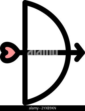 Love bow and Arrow - icona moderna e pulita del giorno delle Valentine. Illustrazione Vettoriale