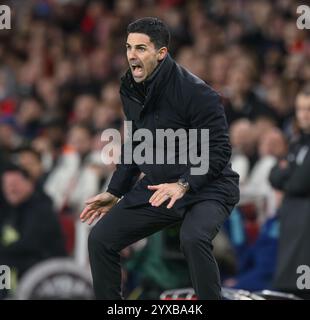 Londra, Regno Unito. 14 dicembre 2024. Arsenal contro Everton - Premier League - Emirates Stadium. Il direttore dell'arsenale Mikel Arteta. Crediti immagine: Mark Pain / Alamy Live News Foto Stock