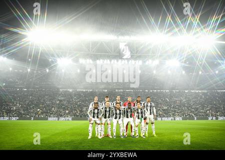 Torino, Italia, Italia. 14 dicembre 2024. Squadra della Juventus durante la partita di serie A tra Juventus FC e Venezia FC all'Allianz Stadium il 14 dicembre 2024 a Torino. (Credit Image: © Matthieu Mirville/ZUMA Press Wire) SOLO PER USO EDITORIALE! Non per USO commerciale! Foto Stock