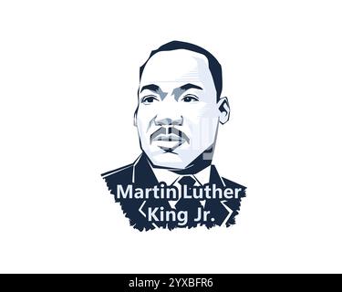 Ritratto stilizzato di un importante leader storico Martin Luther King Jr. Illustrazione Vettoriale