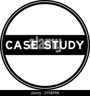 Adesivo rotondo con sigillo nero nel case study Word su sfondo bianco Illustrazione Vettoriale