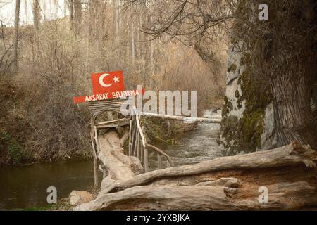 Belisirma, Aksaray, Türkiye : il fiume Melendiz in una valle di scogliera, parte del famoso percorso di trekking nella valle di Ihlara in autunno Foto Stock
