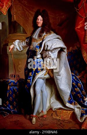 Luigi XIV, il Re Sole (le ROI Soleil 1638-1715), 1702, di Workshop Hyacinthe Rigaud (1659-1743) francese, Museo di Belle Arti di Francia, ( Grand Royal costume ) di Hyacinthe Rigaud (1659-1743) francese, Francia, Museo di Belle Arti, Hyacinthe Rigaud, Perpignan. Museo, Foto Stock